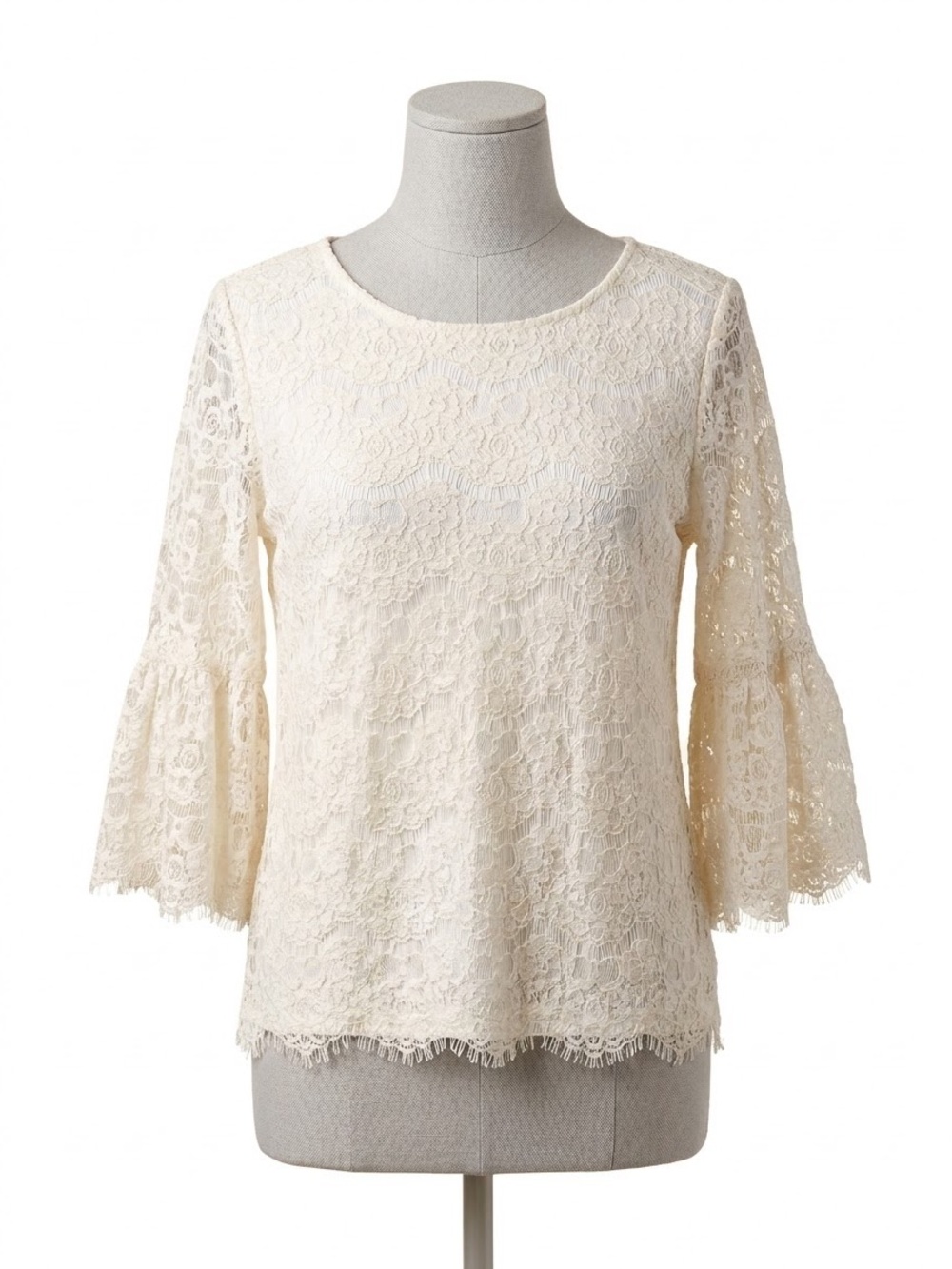 NWT Faith and Joy Ivory Lace Bell Sleeve Top Boho Fairycore Small Bohemian